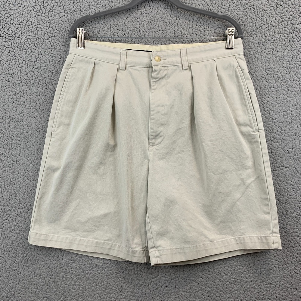 Vintage Polo Ralph Lauren Chino Tyler Shorts Sz 33 Cut 44558 Khaki Two-Pleat EUC